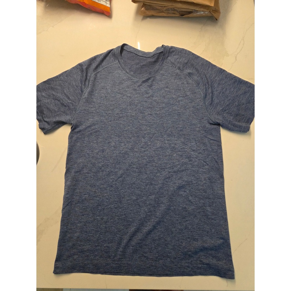 Lululemon Metal Vent Tech 2.0 Short Sleeve Shirt Mens Blue Heathered Tee - Picture 2 of 8